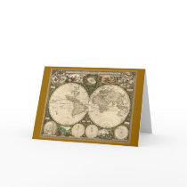 Antique World Map, 1660 cards by ZephyrusBooks Antique World Map, 1660 cards