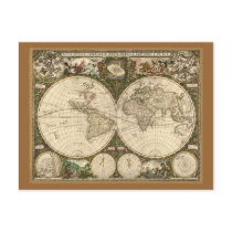 Antique World Map, 1660 postcards by ZephyrusBooks Antique World Map, 1660 postcards
