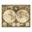 Antique World Map, 1660 posters