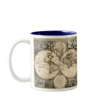 Antique World Map, 1690 (circa) (Nicolao Visscher) mugs by ZephyrusBooks Antique World Map, 1690 (circa) (Nicolao Visscher) mugs