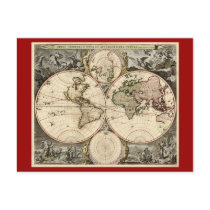 Antique World Map, 1690 (circa) (Nicolao Visscher) postcards