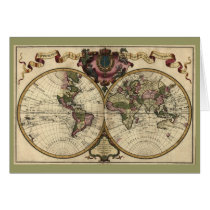 Antique World Map, 1720 (Guillaume de L'Isle) cards by ZephyrusBooks Antique World Map, 1720 (Guillaume de L'Isle) cards
