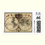 Antique World Map, 1720 (Guillaume de L'Isle) stamps