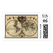 Antique World Map, 1720 (Guillaume de L'Isle) postage by ZephyrusBooks Antique World Map, 1720 (Guillaume de L'Isle) postage