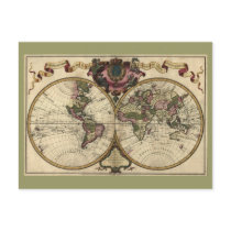 Antique World Map, 1720 (Guillaume de L'Isle) postcards
