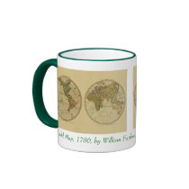 Antique World Map, 1786 mugs