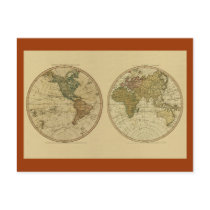 Antique World Map, 1786 postcards