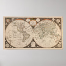Antique World Map, 1799 (Thomas Kitchen) Posters