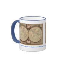 Antique World Map, 1808 mugs