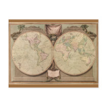 Antique World Map, 1808 postcards
