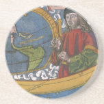 Antique World Map; Amerigo Vespucci Drink Coaster