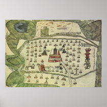 Antique World Map; Aztec Empire, 1577 Poster