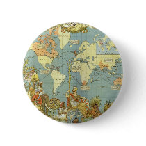 Antique World Map, British Empire, 1886 Button