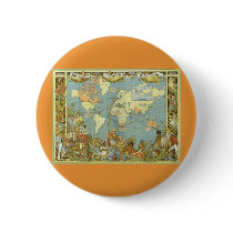 Antique World Map, British Empire, 1886 Pinback Button