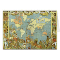 Antique World Map, British Empire, 1886 Greeting Cards