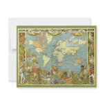 Antique World Map, British Empire, 1886 Invitation
