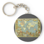 Antique World Map, British Empire, 1886 Key Chain