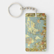 Antique World Map, British Empire, 1886 Acrylic Keychains