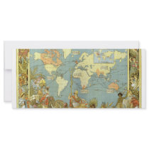 Antique World Map, British Empire, 1886 Full Color Rack Card