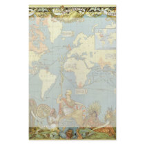 Antique World Map, British Empire, 1886 Personalized Stationery