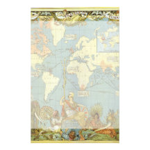 Antique World Map, British Empire, 1886 Personalized Stationery