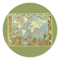 Antique World Map, British Empire, 1886 Sticker