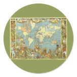 Antique World Map, British Empire, 1886 stickers