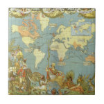 Antique World Map, British Empire, 1886 Tiles Antique World Map, British Empire, 1886 Tiles