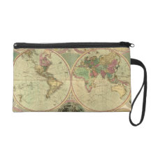 Antique World Map by Carington Bowles, circa 1780 Wristlet Clutches