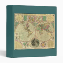 Antique World Map by Carington Bowles, circa 1780 Vinyl Binders