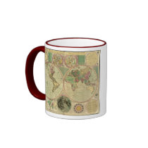 Antique World Map by Carington Bowles, circa 1780 Mugs