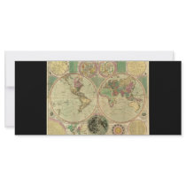 Antique World Map by Carington Bowles, circa 1780 Full Color Rack Card