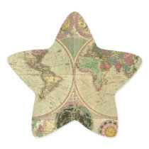 Antique World Map by Carington Bowles, circa 1780 Sticker