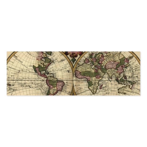 Antique World Map by Guillaume de L'Isle, 1720 Business Card Template (back side)