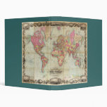 Antique World Map by John Colton, circa 1854 Binders