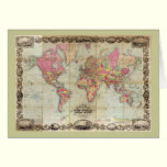 Antique World Map by John Colton, circa 1854 cards