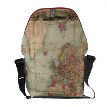Antique World Map by John Colton, circa 1854 Messenger Bags