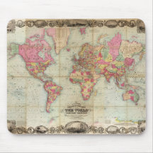 Antique World Map by John Colton, circa 1854 Mouse Pads