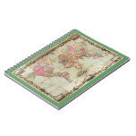 Antique World Map by John Colton, circa 1854 Spiral Notebooks
