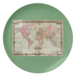 Antique World Map by John Colton, circa 1854 Plate