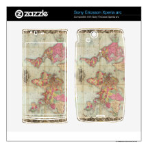 Antique World Map by John Colton, circa 1854 Xperia Arc Skin