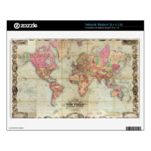 Antique World Map by John Colton, circa 1854 Skins For Netbooks