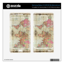 Antique World Map by John Colton, circa 1854 Samsung Galaxy S II Skins