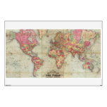 Antique World Map by John Colton, circa 1854 Room Graphic
