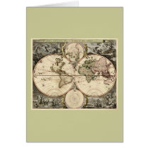 Antique World Map by Nicolao Visscher, circa 1690 Greeting Cards
