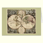 Antique World Map by Nicolao Visscher, circa 1690 cards
