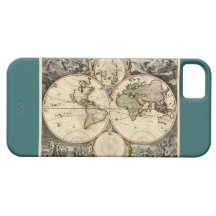Antique World Map by Nicolao Visscher, circa 1690 iPhone 5 Case