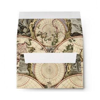 Antique World Map by Nicolao Visscher, circa 1690 Envelopes