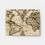Antique World Map by Nicolao Visscher, circa 1690 Envelopes
