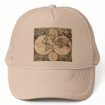 Antique World Map by Nicolao Visscher, circa 1690 Trucker Hat